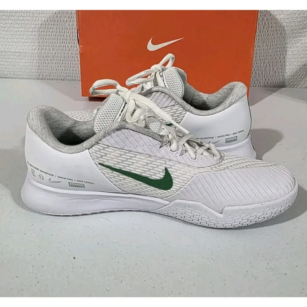 Nike Zoom Vapor Pro 2 HC Women's 10.5 White Kelly Green Tennis Shoes DR6192-102